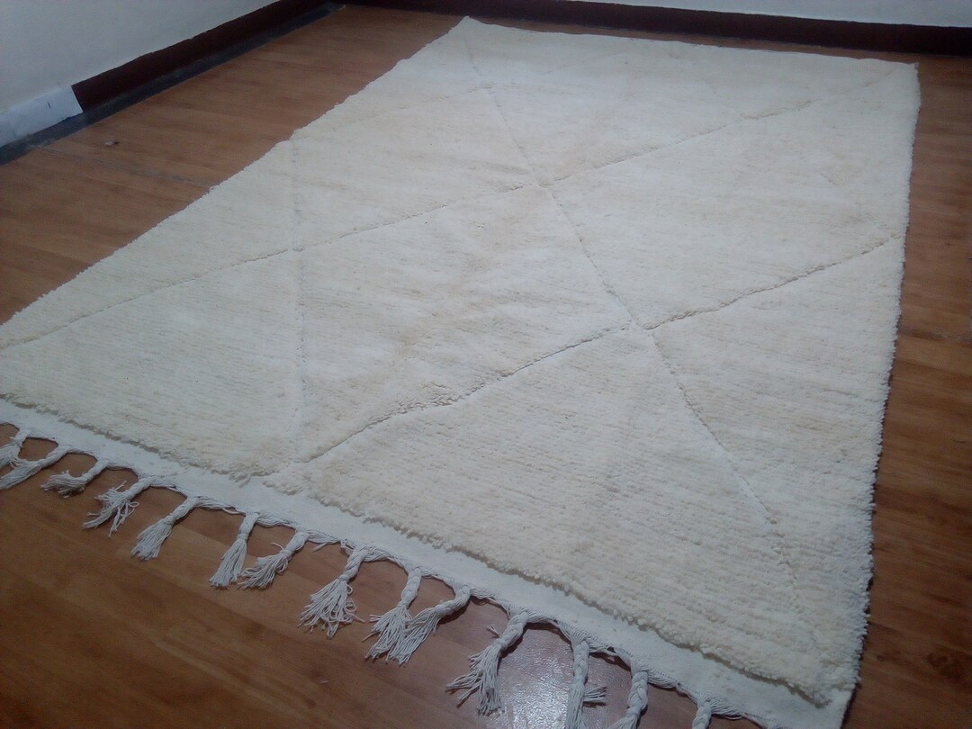 Beni Ouarain Style 9.4X6.5 Feet | 288X201 CM Uni Color Morocco Rug Hand ...