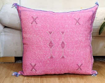 Cactus Silk Pink Pillow, Moroccan sabra pillow (19.6",18.1") Cactus Pillow Moroccan Boho CUSHION Moroccan Style pillow - UNSTUFFED