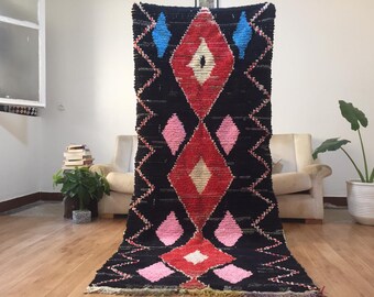 Vintage Moroccan Boucherouite 8.1x3.4 ft - berber Rug - Authentic rugs -  Wool - Morocco rug - handmade Moroccan rug - colored rug