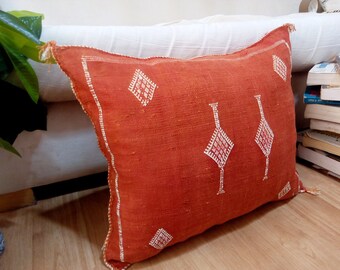 Cactus Silk Pillow, Moroccan sabra orange pillow 20.4",16.5" Cactus Pillow Moroccan Boho CUSHION Moroccan Style pillow