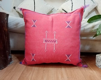 Cactus Silk Pink Pillow, Moroccan sabra pillow (18.1"x18.8") Cactus Pillow Moroccan Boho CUSHION Moroccan Style pillow - UNSTUFFED