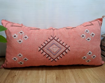 Cactus Silk Pillow  Orange , Moroccan sabra pillow 37.4"x18.8" inch Cactus Pillow Moroccan Boho CUSHION Moroccan Style pillow