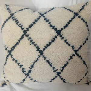 Beni ourain Cojín - Beige - Patrón negro / Auténtico beni marroquí ourain cubierta de cojín / Cubierta de almohada Boho - Almohada bereber