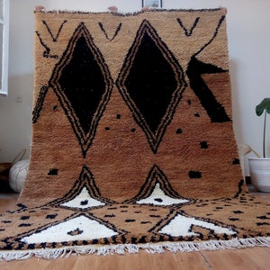 Brown Beni Ouarain Style  - Large morocco rug beni ourain - Nice Berber Design - Moroccan Wool Berber carpet Handmade -Marokko Teppich