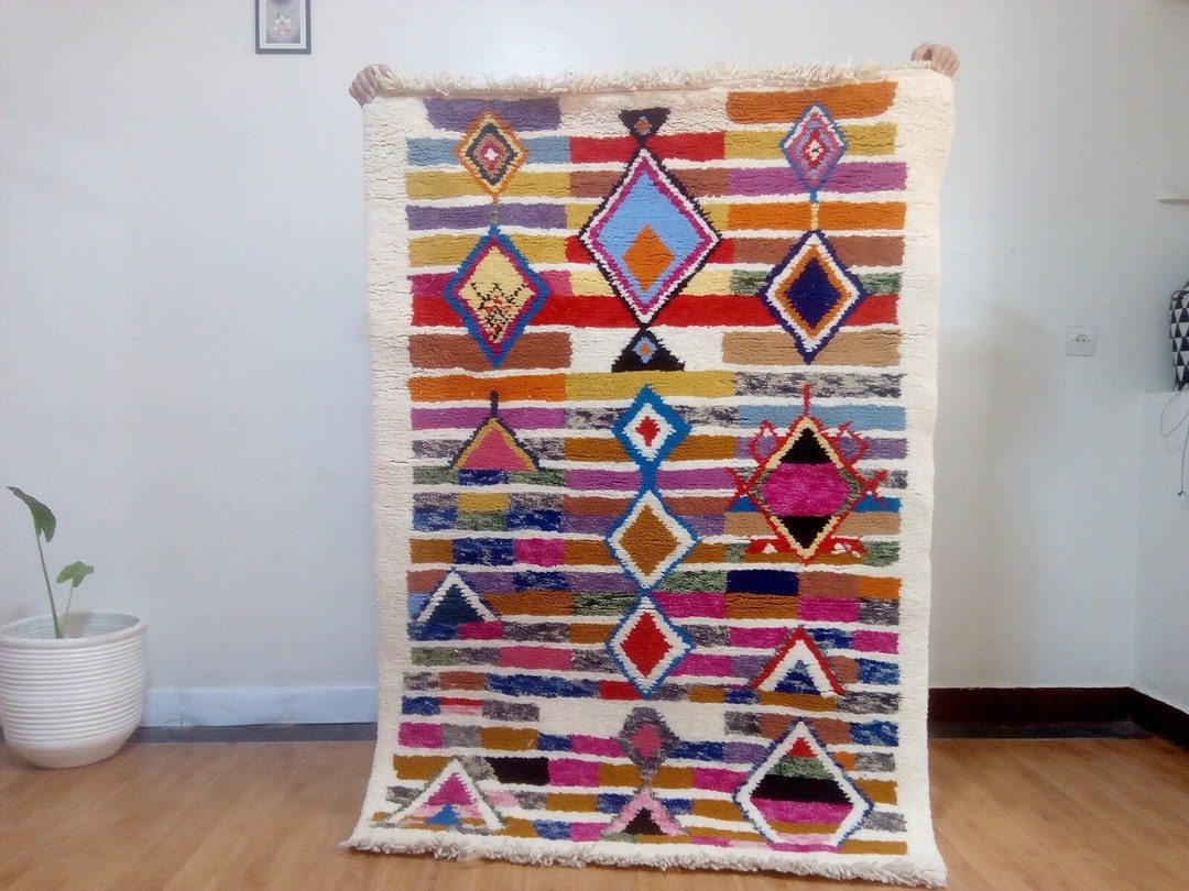 Moroccan Beni Ourain Colorful Style - Art Design - Hand Woven Carpet ...