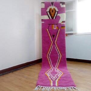 handgewebter Beni Ouarain Teppich - Teppich 10.3x2.3 ft / 315x73cm approx