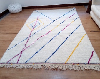 Moroccan Beni Ourain Style 8.8x5.3ft / 270x163CM approx , multi color Patterns, Berber Design ,Handmade rug / Moroccan rug Wool - azilal