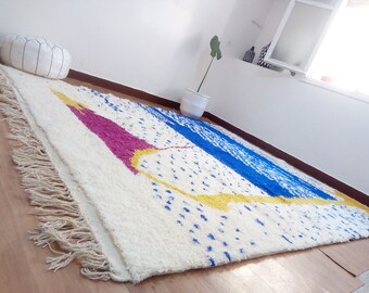 Beni Ourain Style - Blue rug  - Berber blue carpet - Hand woven wool carpet ,Moroccan Rug ,Berber Design , Handmade rug - rug from morocco