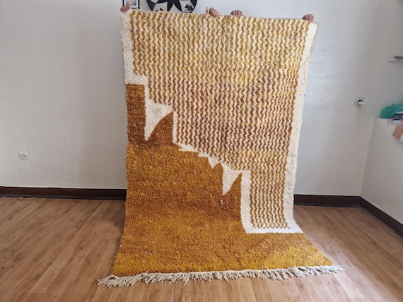 Moroccan Handmade rug ,Berber Woven Style Morocco wool Berber Rug, modern rug, Hand woven rug, Berber style - Brown Or Camel Levels Rug
