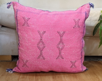 Cactus Silk Pink Pillow, Moroccan sabra pillow (19.6"x18.8") Cactus Pillow Moroccan Boho CUSHION Moroccan Style pillow - UNSTUFFED