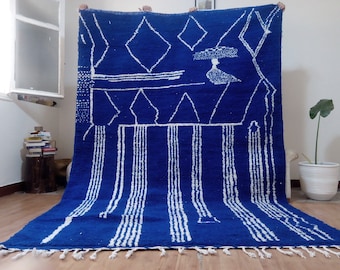 Beni Ourain Style - Blue rug  - Berber blue carpet - Hand woven wool carpet ,Moroccan Rug ,Berber Design , Handmade rug - rug from morocco