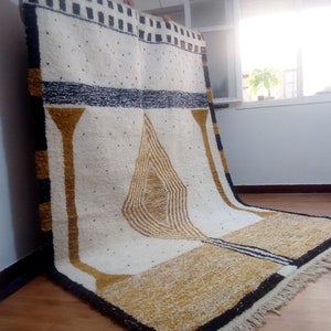 Moroccan Handmade rug ,Beni ourain style Morocco wool Berber Rug, modern rug, Hand woven rug, Azilal Berber style - Brown levels Rug Morocco