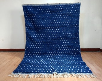 Beni Ourain Style - Blue rug  - Berber blue carpet - Hand woven wool carpet ,Moroccan Rug ,Berber Design , Handmade rug - rug from morocco