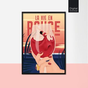 Wein Kunstdruck, La Vie En Rouge Illustration (Digitaler Download)
