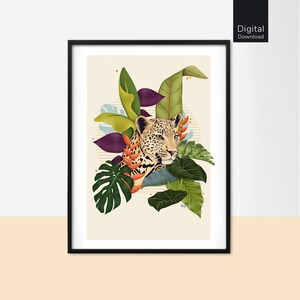 Animal illustration, Downloadable art, Jaguar print, Printable Wall Art, Digital Download, Animal Nursery, Jungle Prints