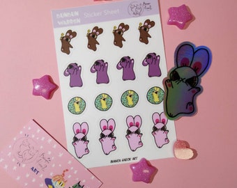 Pinky the Bunbun Large Holographic Sticker and Bunbun Warren Sticker Sheet Gift Set