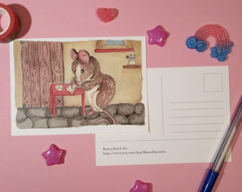 Mouse Writing a Letter - Postcard Print A6