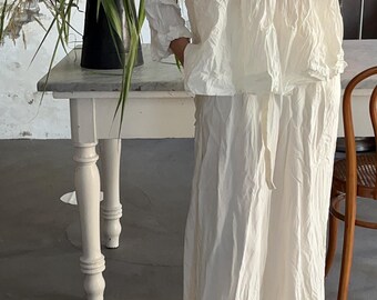 Camisa de popelina de algodón blanco lechoso hecha a mano ~para el calor~