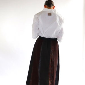 Wild Silk Pleated Skirt Patchwork Skirt Silk Skirt Long Skirt Handmade Cape Unique Cape Pleated Maxi Skirt image 3