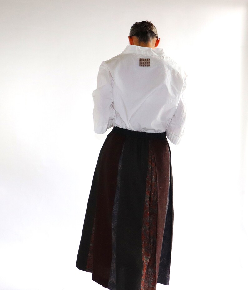 Wild Silk Pleated Skirt Patchwork Skirt Silk Skirt Long Skirt Handmade Cape Unique Cape Pleated Maxi Skirt image 3