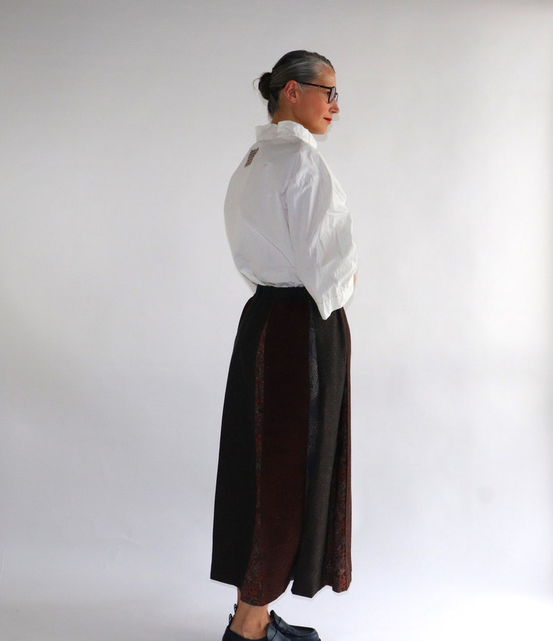 Wild Silk Pleated Skirt Patchwork Skirt Silk Skirt Long Skirt Handmade Cape Unique Cape Pleated Maxi Skirt image 2