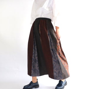 Wild Silk Pleated Skirt Patchwork Skirt Silk Skirt Long Skirt Handmade Cape Unique Cape Pleated Maxi Skirt image 1