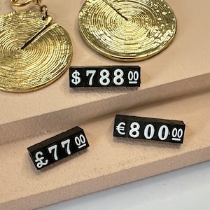 Etiqueta de precio, Señal de precio, Etiqueta de precio pequeña, Etiqueta de precio para exhibición de joyería, Soporte de mostrador, Precio de dólar de letra numérica, Dólar, EURO, LIBRA