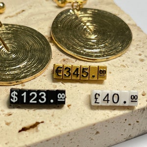 Etiqueta de precio, Señal de precio, Mini etiqueta de precio, Etiqueta de precio para exhibición de joyería, Soporte de mostrador, Precio de letra numérica, Kit de bloque para tienda minorista, 5x3 mm