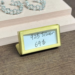 Placa de marca, porta-cartões, etiqueta de preço, suporte de cartão de metal, etiqueta de preço para exibição de joias, suporte de balcão, porta-cartões, kit de bloco para loja de varejo