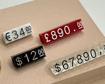 Price Tag, Price Sign, Mini Price Tag, Price Tag for Jewelry Display, Counter Stand, Number Letter Price, Block Kit for Retail Shop, 6x4mm