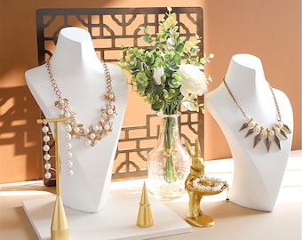White Resin Mannequin: Necklace Display Bust