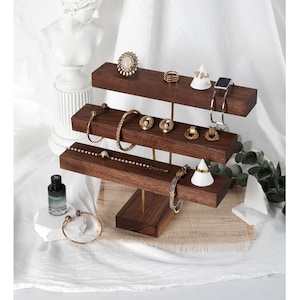 jewelry display set, jewelry organizer, ring stand, earring stand, wood jewelry display, wooden organizer, earring display, display, SJ7182