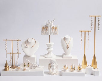 White Plaster Jewelry Display, Jewelry Display Set, Plaster Jewelry Stand, Jewelry Organizer, Ring Stand, Earring Stand, Jewelry Display,