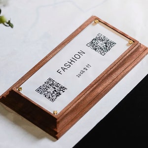 Suporte de marca, porta-cartões de visita, etiqueta de preço, sinal de marca, etiqueta de preço de madeira, exibição de nome comercial, suporte de balcão, suporte para notas,