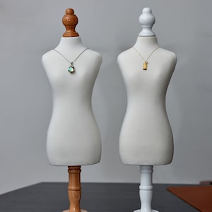 Mini Dress Form Mannequin: Pinnable Jewelry Display with Wooden Base