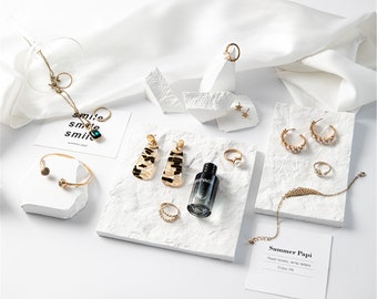 White Rock Soil For Jewelry Display, Jewelry Display Set, Rock Jewelry Stand, Jewelry Organizer, Ring Stand, Earring Stand, Jewelry Display,