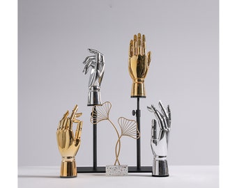 Adjustable Golden/Silver Hand Display, Flexible Movable Hand Holder, Jewelry Organizer, Hand Ornament, Decorations, Jewelry Display, KS1223