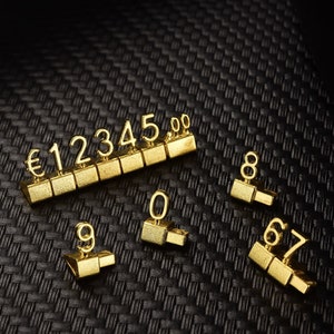 Etiqueta de precio, letrero de precio, minietiqueta de precio, etiqueta de precio para exhibición de joyería, soporte de mostrador, precio en dólares con letras numéricas, kit de bloques para tienda minorista