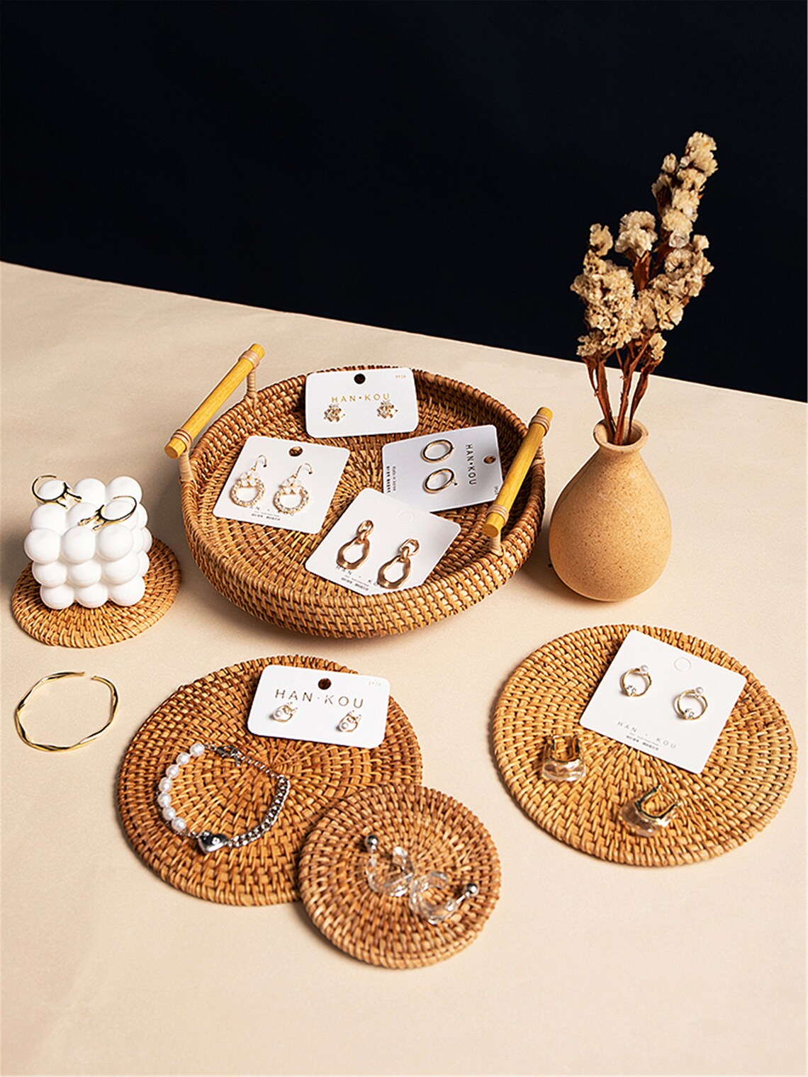 Retro Rattan Jewelry Display Rattan Jewelry display Jewelry Etsy