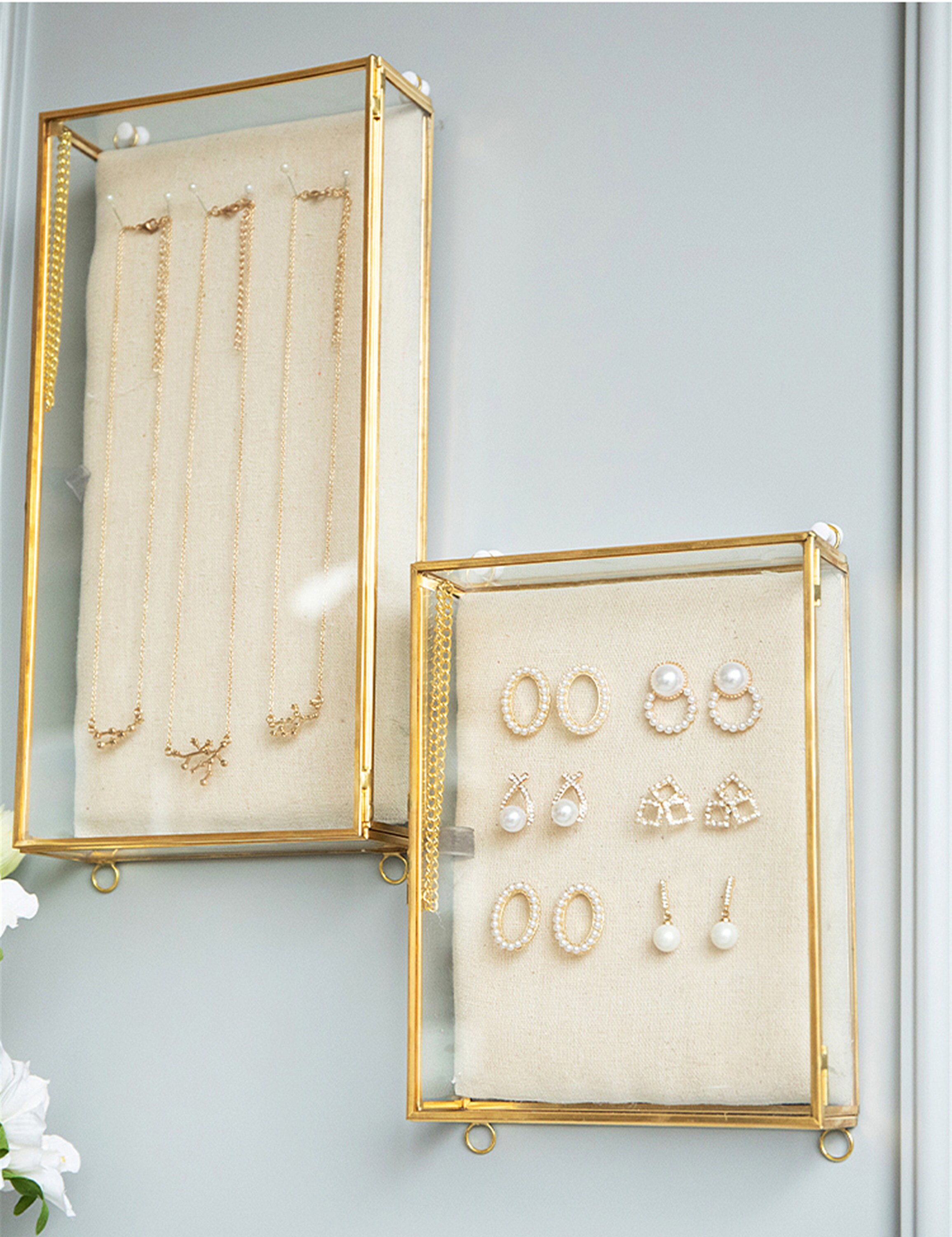 Gold Glass Jewelry Display Jewelry Display Box Jewelry Etsy