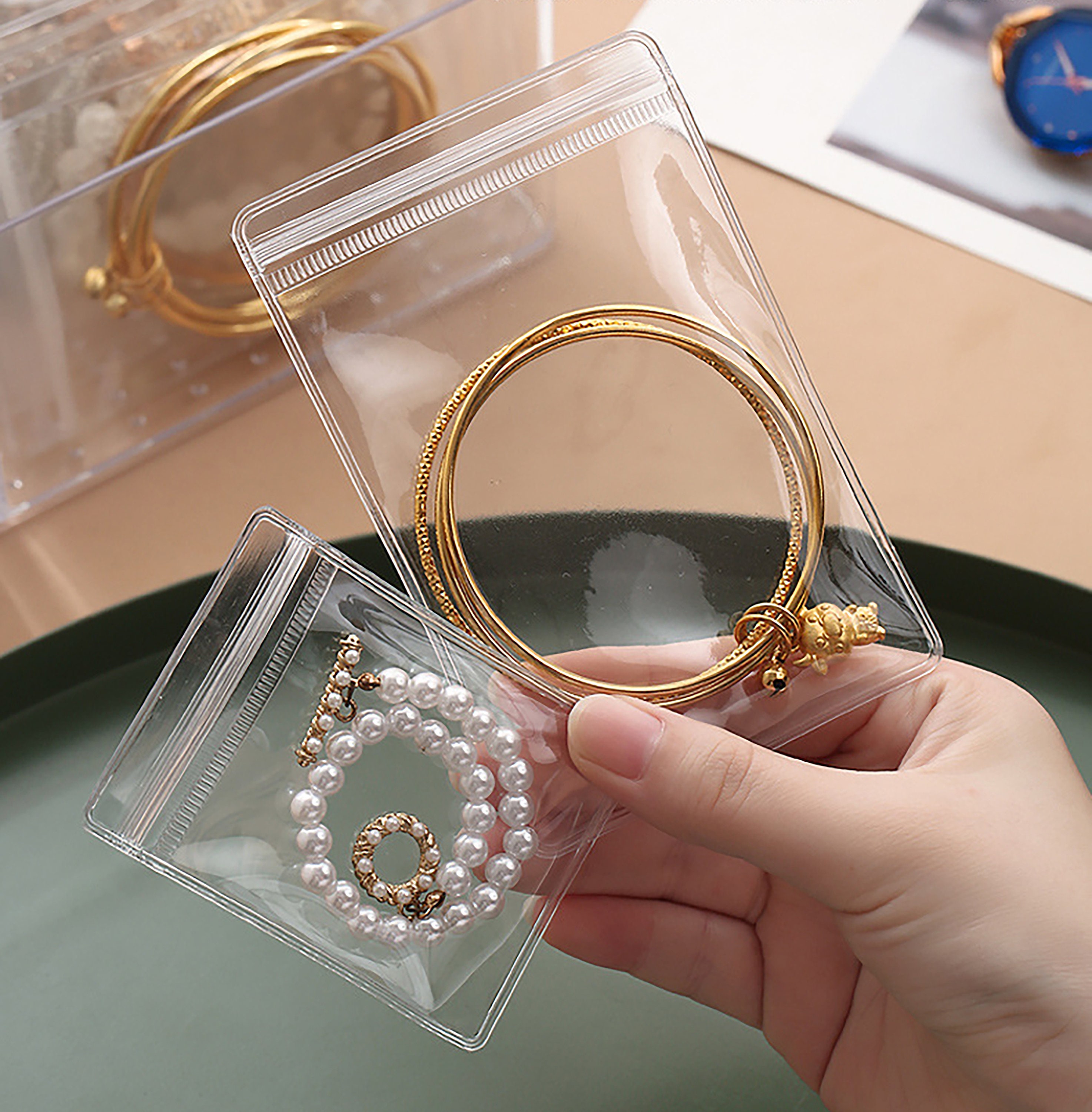 120 Pieces Jewelry Bag Self Seal Plastic Zipper Clear Pvc Rings Earrings Packing Storage Pouch セール品