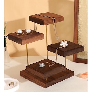 jewelry display set, jewelry organizer, ring stand, earring stand, wood jewelry display, wooden organizer, earring display, display, SJ717