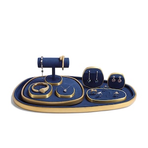 Blue Jewelry Display, Jewelry Display Set, Jewelry Organizer, Jewelry Display Set, Necklace Stand, Blue Jewelry Display Set, Jewelry Stand