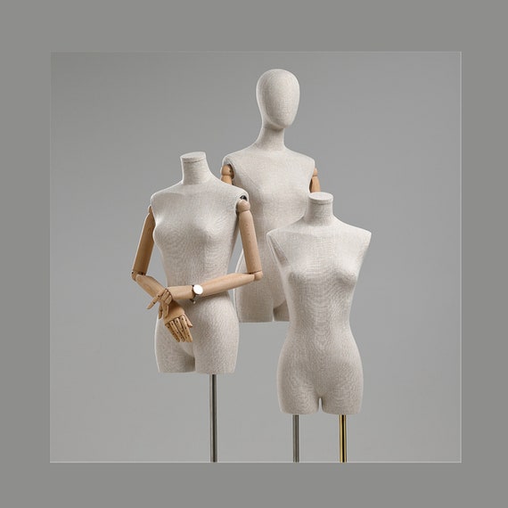 Adjustable Height Female Mannequin, Half Body Mannequin With Metal Base,  Adult Mannequin With Wooden Hand, Flexible Wooden Finger, KS315 