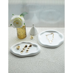 White plaster/metal jewelry display set, earring mannuquen holder, jewelry display set, retail display, craft fair jewelry display, ML822