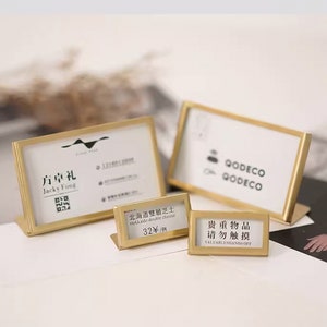 Placa de marca, porta-cartões, etiqueta de preço, suporte de cartão de metal, etiqueta de preço para exibição de joias, suporte de balcão, porta-cartões, kit de bloco para loja de varejo