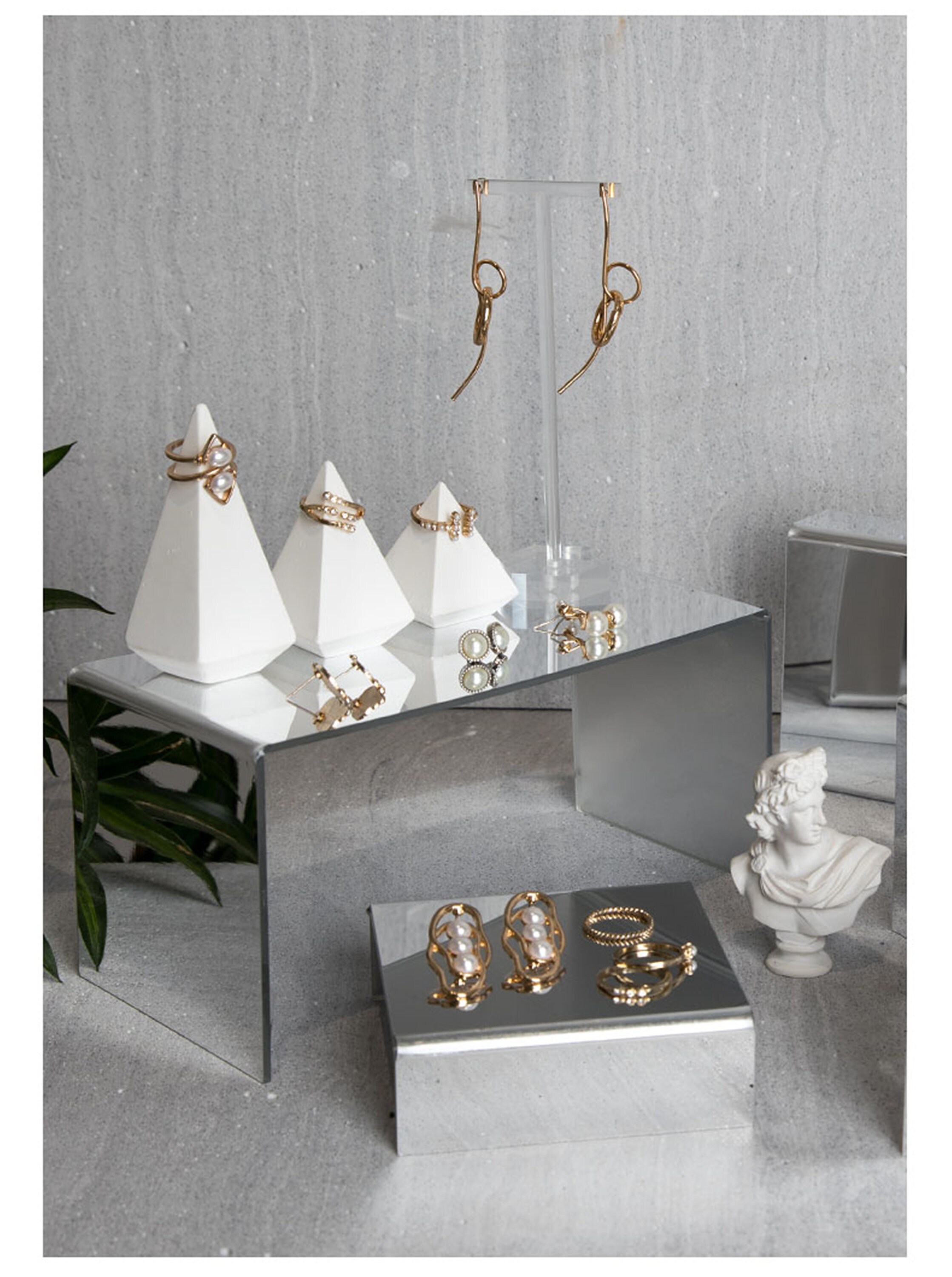 Mirror Acrylic Jewelry Display Set Acrylic Jewelry Stand Etsy