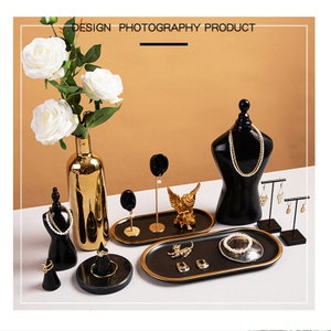 Black plaster/metal jewelry display set, earring mannequin holder, jewelry display set, retail display, craft fair jewelry display, ML822
