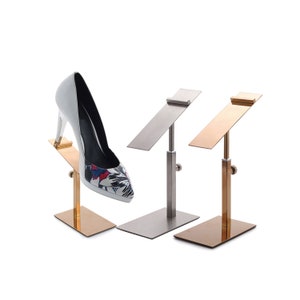 Adjustable Height Stainless Steel Shoe Display Stand Holder, Shoe Rack Sandals Display , High Heel Shoe Riser Stand, Leather Shoe Shelf, HL