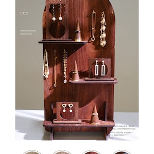 jewelry display set, jewelry organizer, ring stand, earring stand, wood jewelry display, wooden organizer, earring display, display,